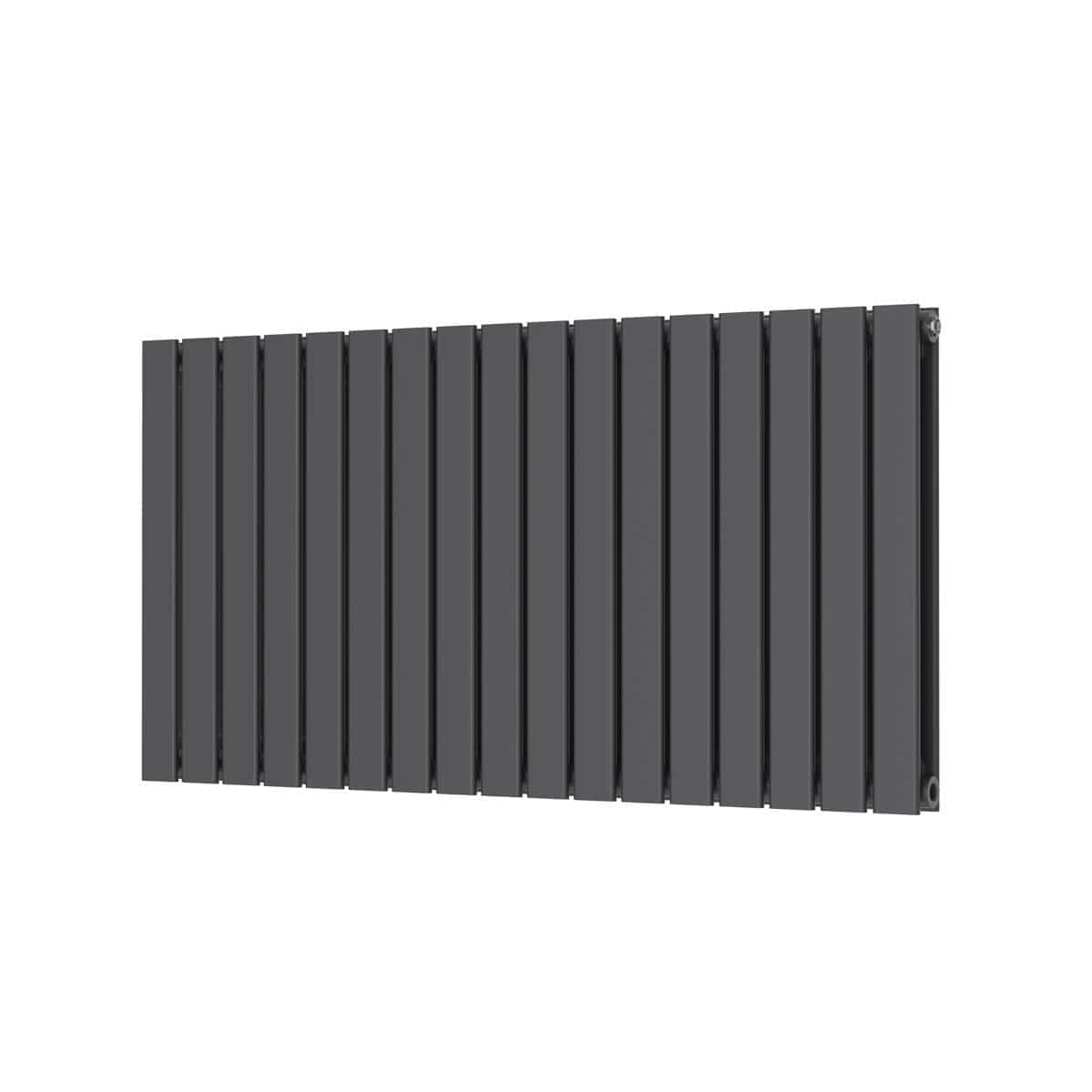 Sleek black modern bathroom radiator with vertical panels, ideal for contemporary bathroom heating solutions, providing efficient warmth and stylish design.