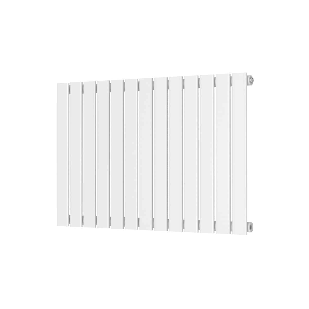White vertical radiator for bathroom heating, modern and slim design by Bubly Bathrooms. Perfect for contemporary bathroom decor with efficient heat distribution.
