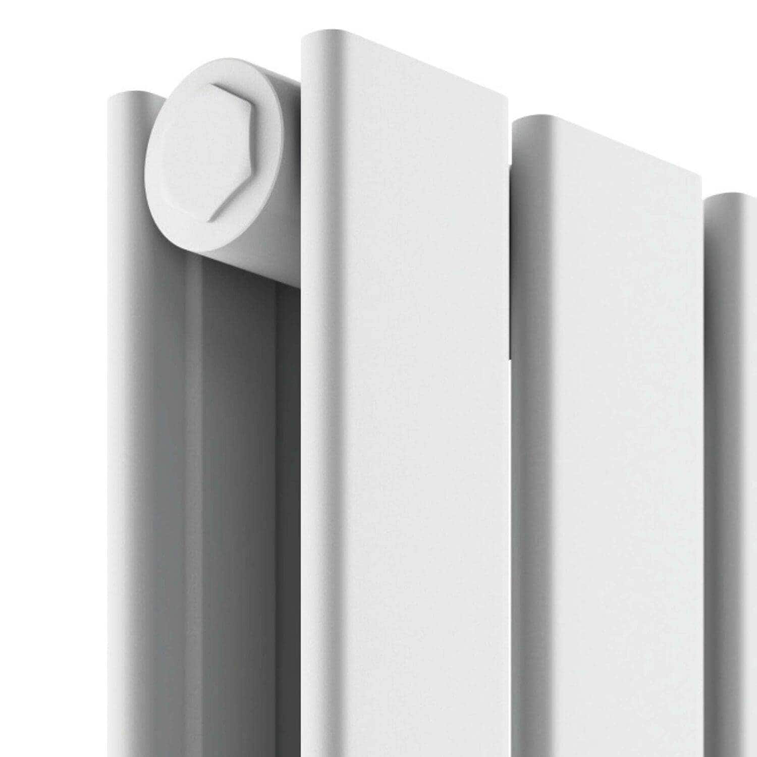 Sleek modern radiator with a minimalist design, in white finish, ideal for contemporary bathrooms, providing efficient heating and stylish decor.