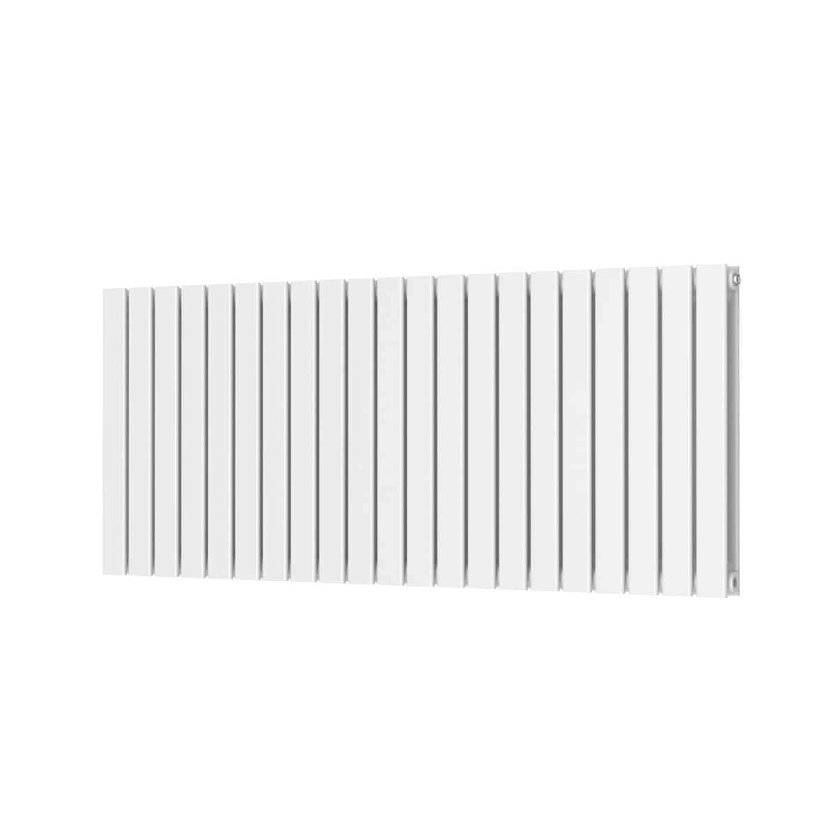 Smooth white modern radiator for contemporary bathrooms, ideal for heating and decorating spaces with style. Durable aluminium construction with vertical panel design for efficient heat distribution.