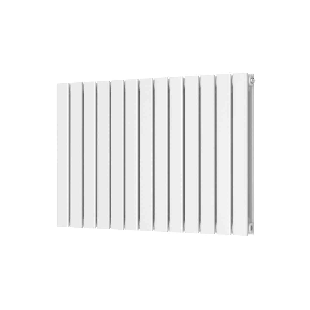 Sleek modern white radiator with vertical panels, ideal for contemporary bathrooms and heating solutions. Made from durable materials, providing efficient warmth and a stylish addition to your bathroom decor.