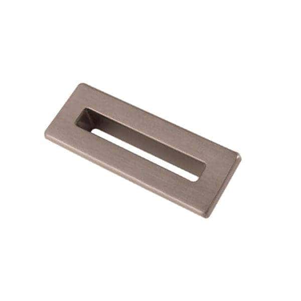 Rectangular metal bathroom door latch strike plate for secure fitting, part of Bubly Bathrooms' high-quality bathroom hardware collection, ensuring durability and safety.