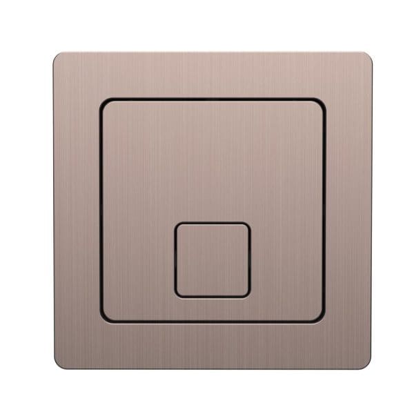 Elegant brushed nickel smart light switch, modern bathroom electrical accessory, seamless design for Bubly Bathrooms.