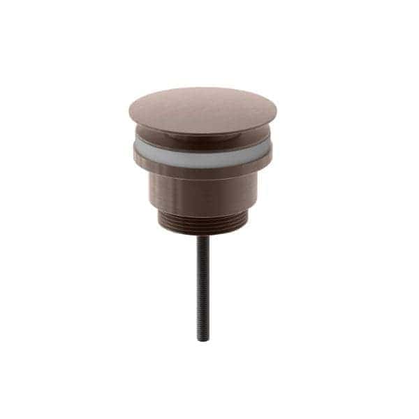 Pink bathroom sink pop-up drain stopper with chrome stem, suitable for modern bathroom fixtures and accessories. Designed for easy installation and reliable water sealing.