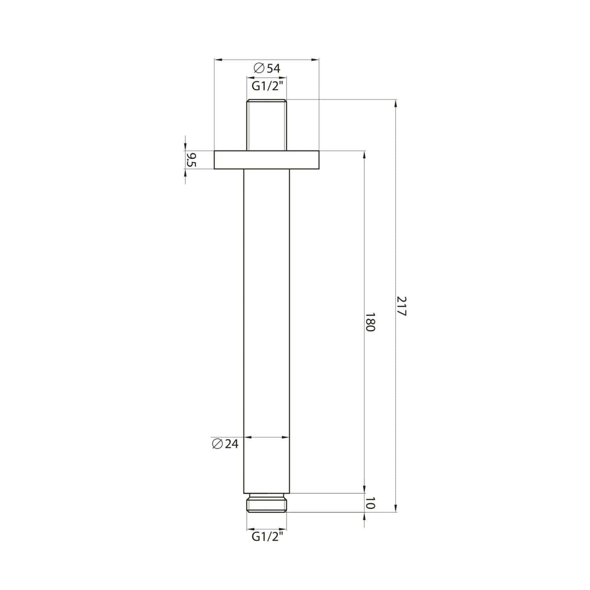 High-resolution technical drawing of a plumbing riser with measurements and specifications for bathroom installation.