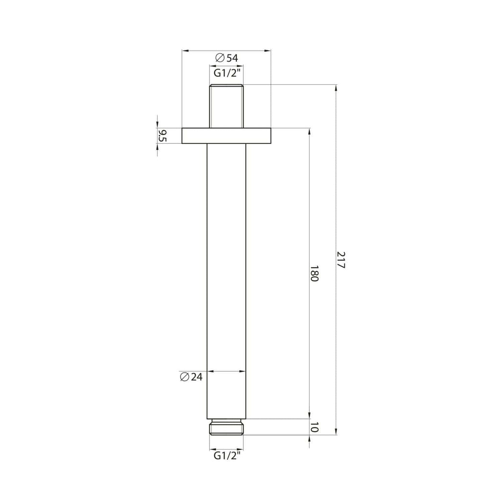 High-resolution technical drawing of a plumbing riser with measurements and specifications for bathroom installation.
