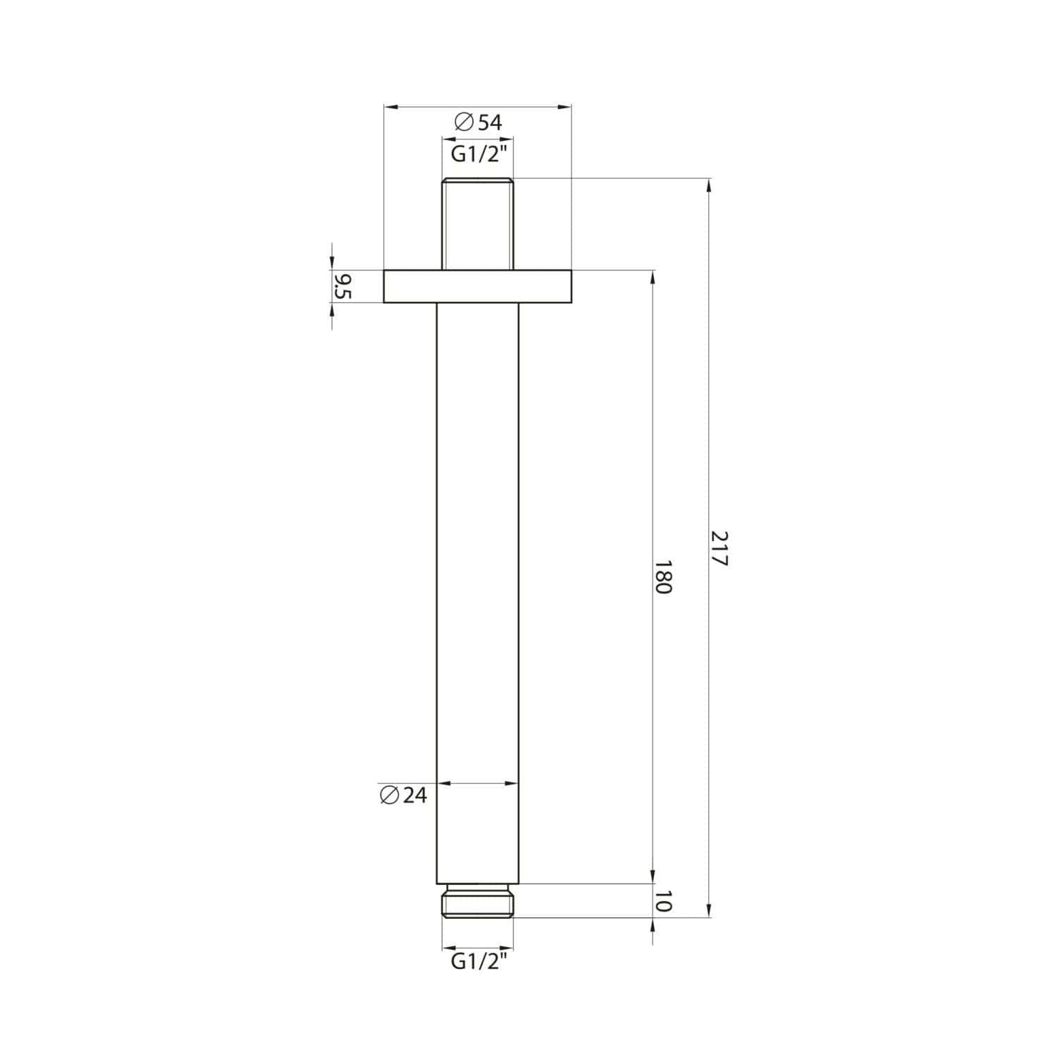 High-resolution technical drawing of a plumbing riser with measurements and specifications for bathroom installation.