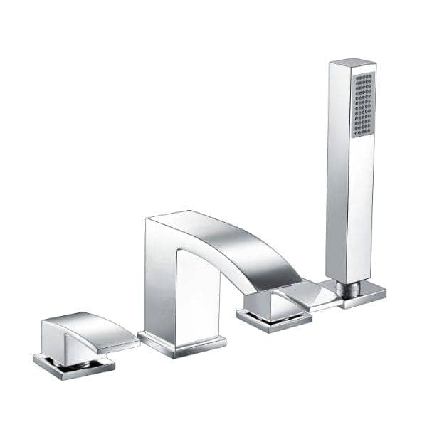 Chrome bathroom mixer tap with a separate handheld shower head, modern and sleek design for contemporary bathrooms. Perfect for stylish bathroom renovations and upgrades.