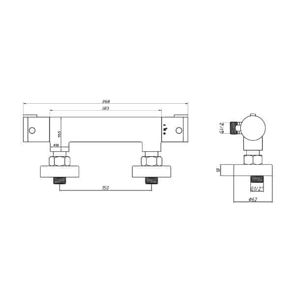High-quality technical plumbing drawing for Bubly Bathrooms, showcasing precise measurements and installation details for bathroom fixtures and fittings.