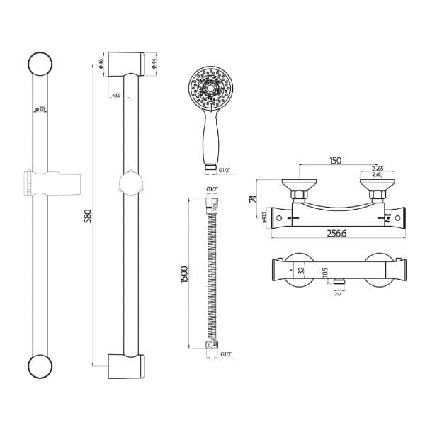 Extensive technical blueprint of a bubly.co.uk bathroom shower and tap fittings, including dimensions for installation and design specifications for bathroom refurbishment projects.