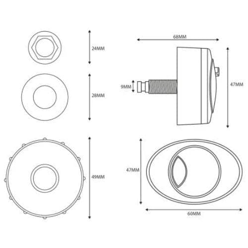 Hexagon-shaped bathroom valve with detailed measurements and installation components, ideal for modern plumbing upgrades.
