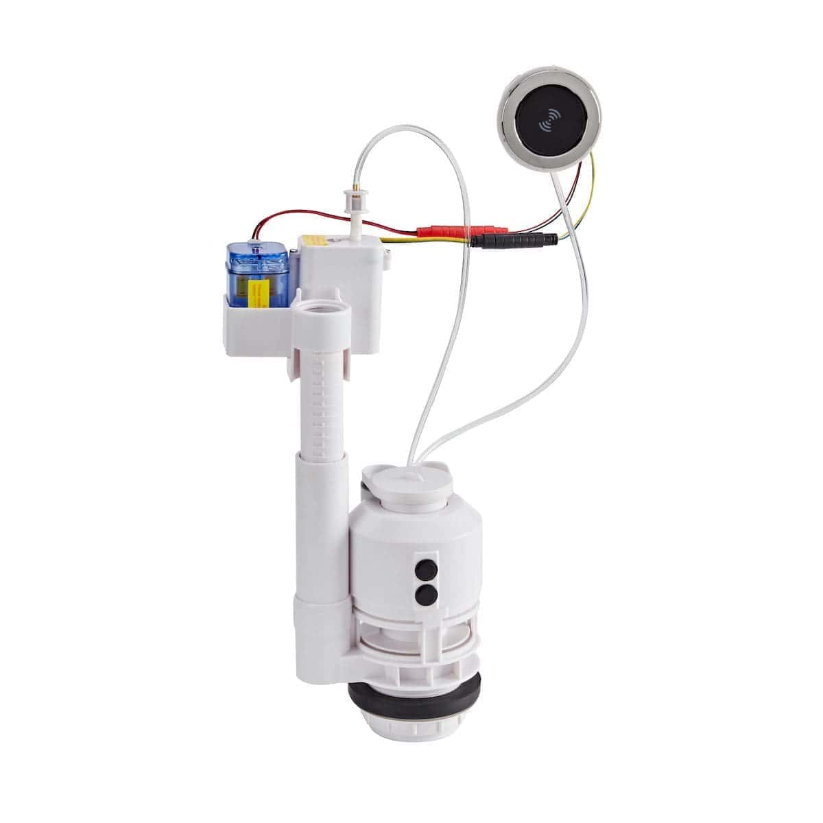 Automatic toilet flush valve mechanism for modern bathrooms, featuring sensor technology for hands-free operation, ensuring hygiene and convenience in bathroom design.