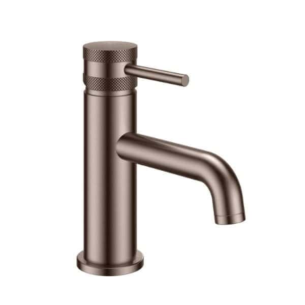 Brushed bronze bathroom sink tap with modern lever handle, ideal for contemporary bathroom renovation and upgrading bathroom fixtures.