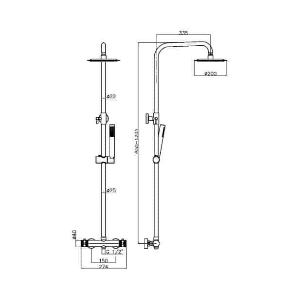 Flexible shower rail and head with adjustable height and modern design, ideal for customised bathroom shower setups.