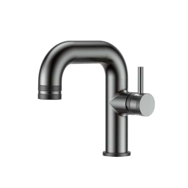 Brushed nickel bathroom tap with modern design, sleek single-handle mixer for stylish bathroom upgrades, durable premium construction, ideal for contemporary bathroom sinks.