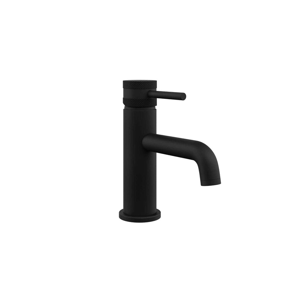 Sleek matte black bathroom tap with contemporary design, ideal for modern washbasins, featuring a minimalist handle and durable construction from Bubly Bathrooms UK.