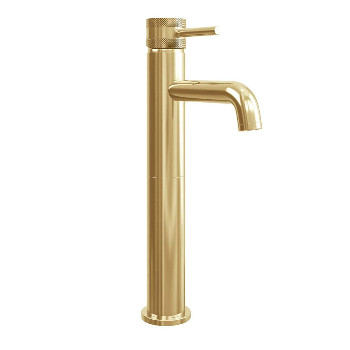 Brass bathroom faucet, modern tall freestanding basin tap with lever handle, sleek gold bathroom sink mixer tap, contemporary brass bathroom fixtures for luxury renovation.