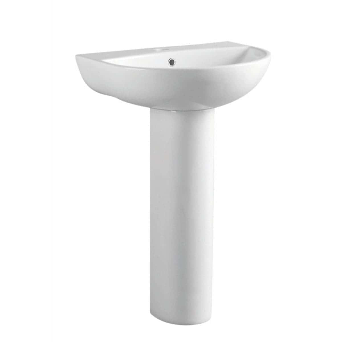 Sleek white bathroom wash basin with pedestal, modern design perfect for contemporary bathroom decor, made from durable ceramic, ideal for home or commercial use.