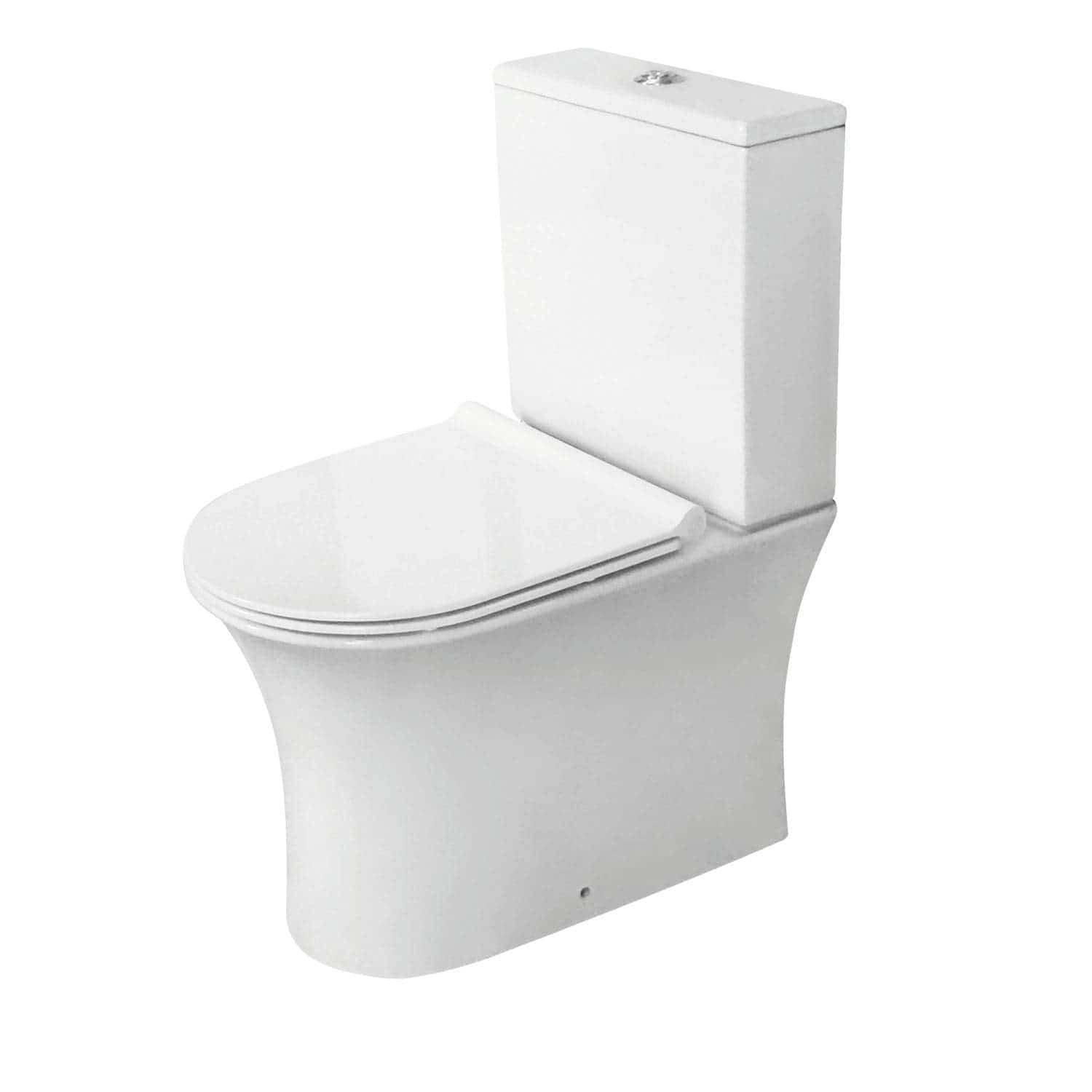 Sleek white modern toilet with dual-flush system, ideal for contemporary bathrooms and eco-friendly water conservation, showcasing premium quality and stylish design.