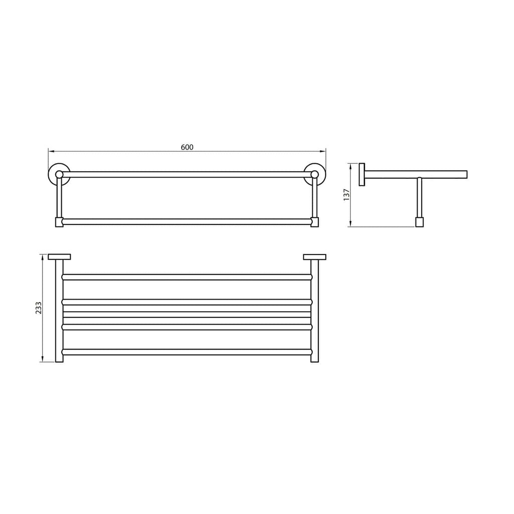 High-quality bathroom towel rail with modern design, additional heating functionality, sturdy metal construction, and sleek finish for elegant bathroom décor.
