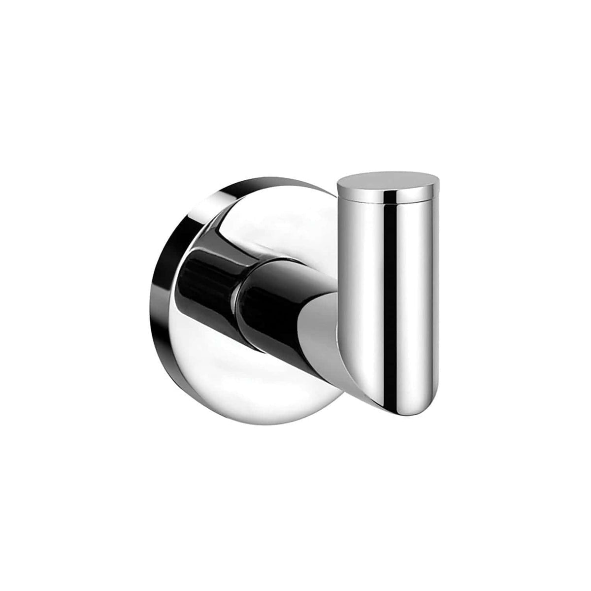 Polished chrome bathroom towel hook with sleek modern design for bathroom accessories and organisation.