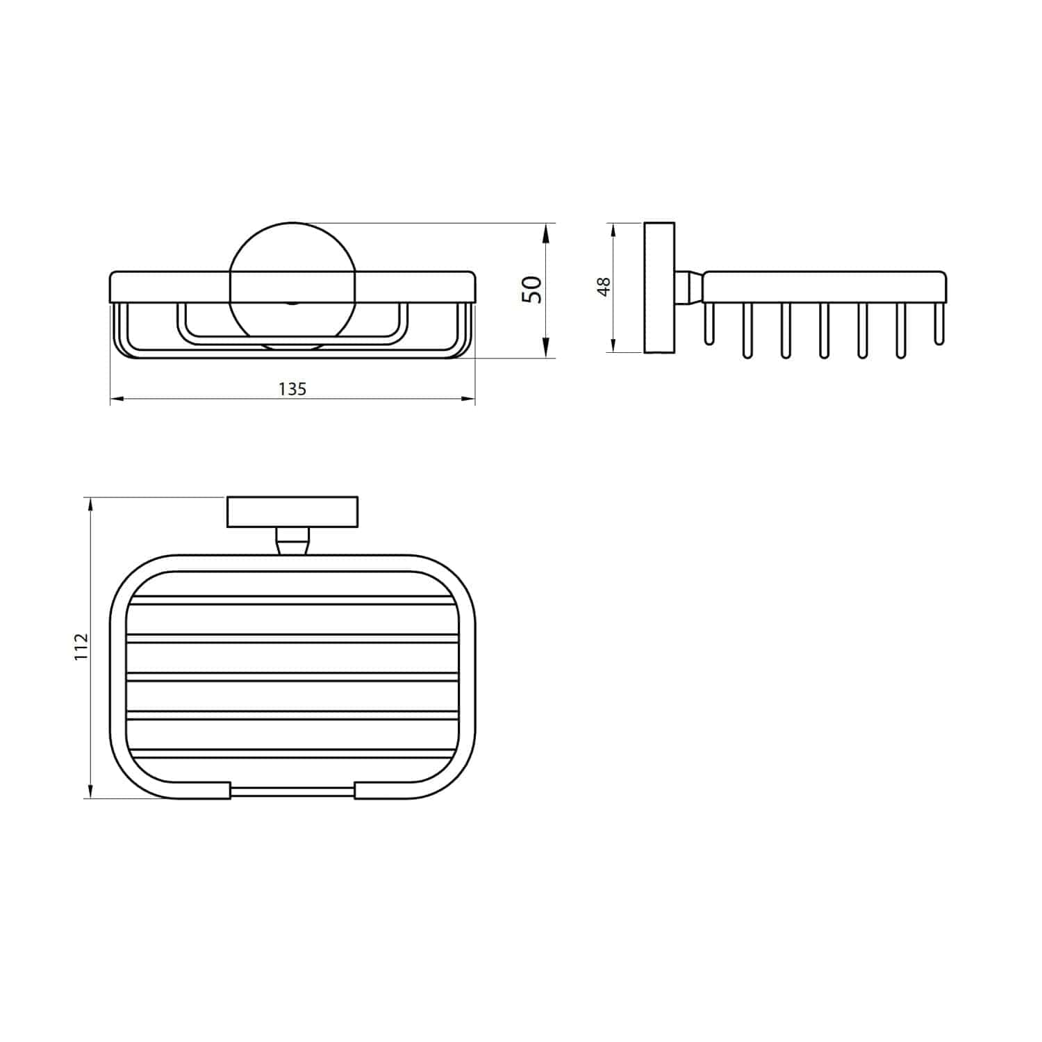 Soft-close bath towel rack with chrome finish, wall-mounted design, compact 135mm width and 50mm height, durable aluminium construction, ideal for modern bathrooms.