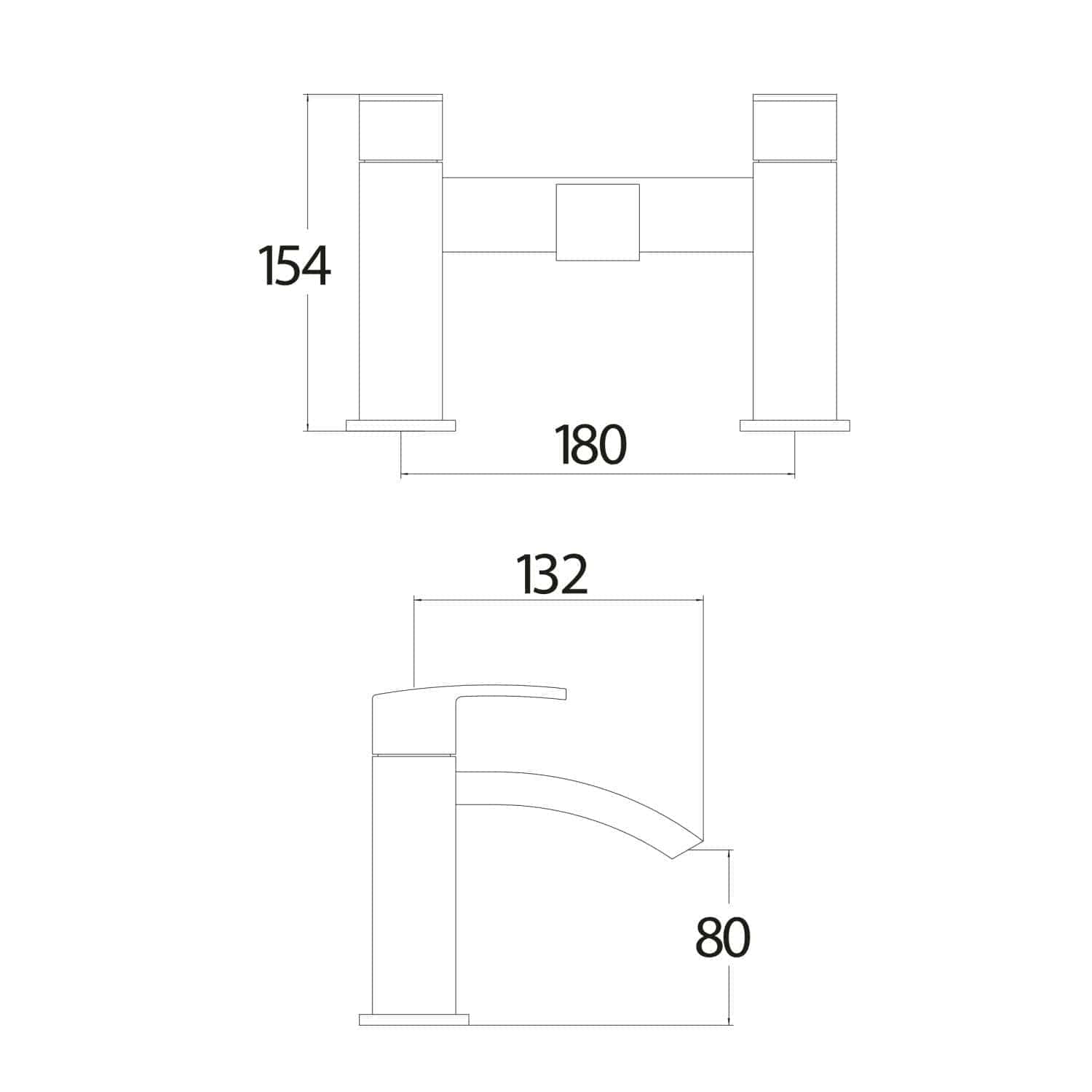 Sleek modern bathroom faucet with precise measurements, perfect for bathroom renovation projects. Designed for durability and style in contemporary bathroom decor.