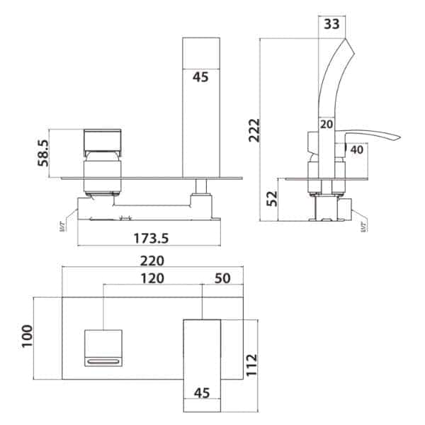 Modern bathroom faucet design with detailed technical blueprint, ideal for high-quality installations, featuring sleek curves and durable materials.