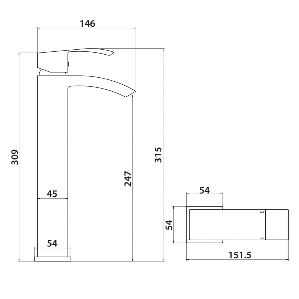 Sleek modern bathroom sink tap with detailed measurements, chrome finish, and ergonomic design for stylish and functional bathroom fixtures.