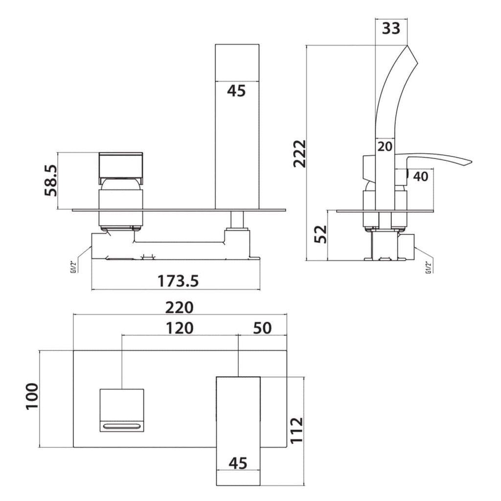 High-quality bathroom sink faucet technical drawing with detailed measurements for precise installation and modern bathroom design.