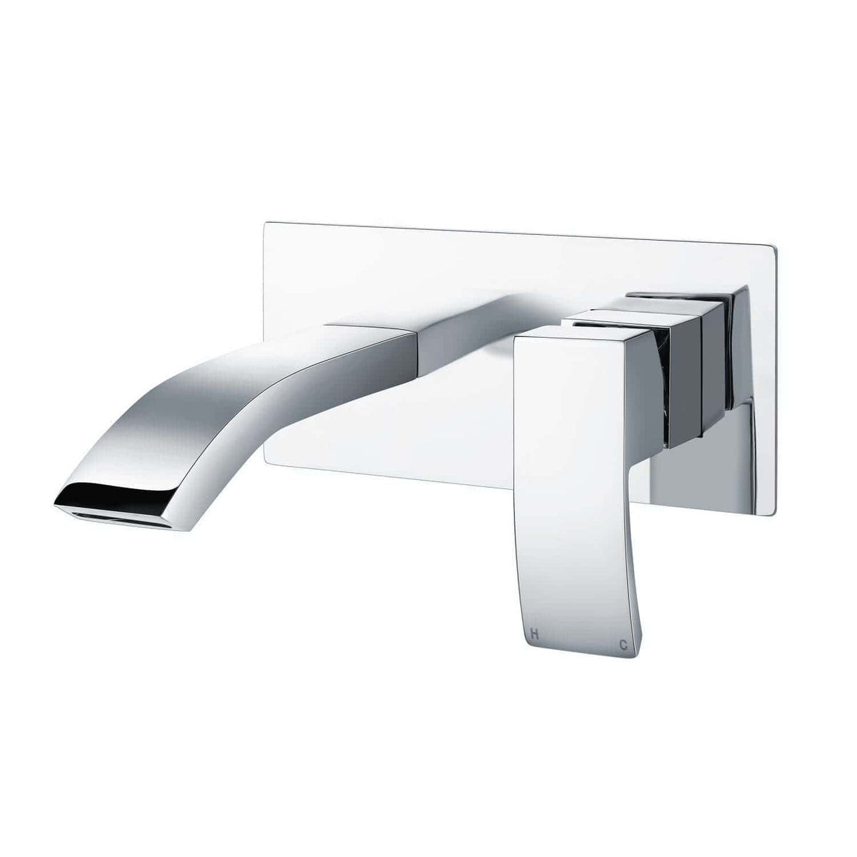 Sleek chrome bathroom mixer tap with modern design, wall-mounted faucet suitable for contemporary bathrooms, high-quality finish, and easy control.