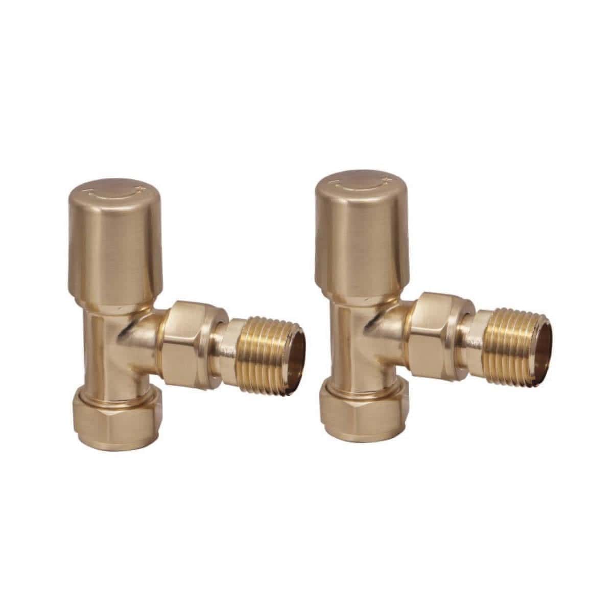 Brass radiator thermostatic valves for bathroom heating systems, durable plumbing fittings, high-quality home improvement accessories, perfect for modern bathroom radiator installation.