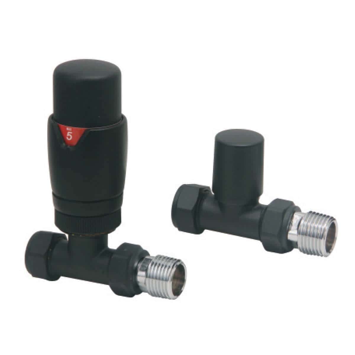 Bubly Designer Straight Radiator Valves Pair - Chrome