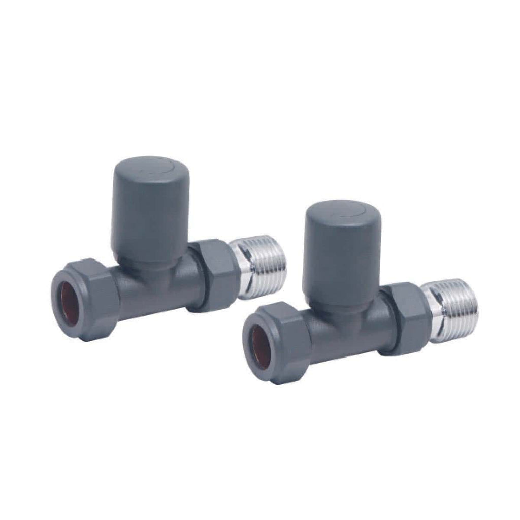 Bubly Designer Straight Towel Rail Valves Pair - Chrome