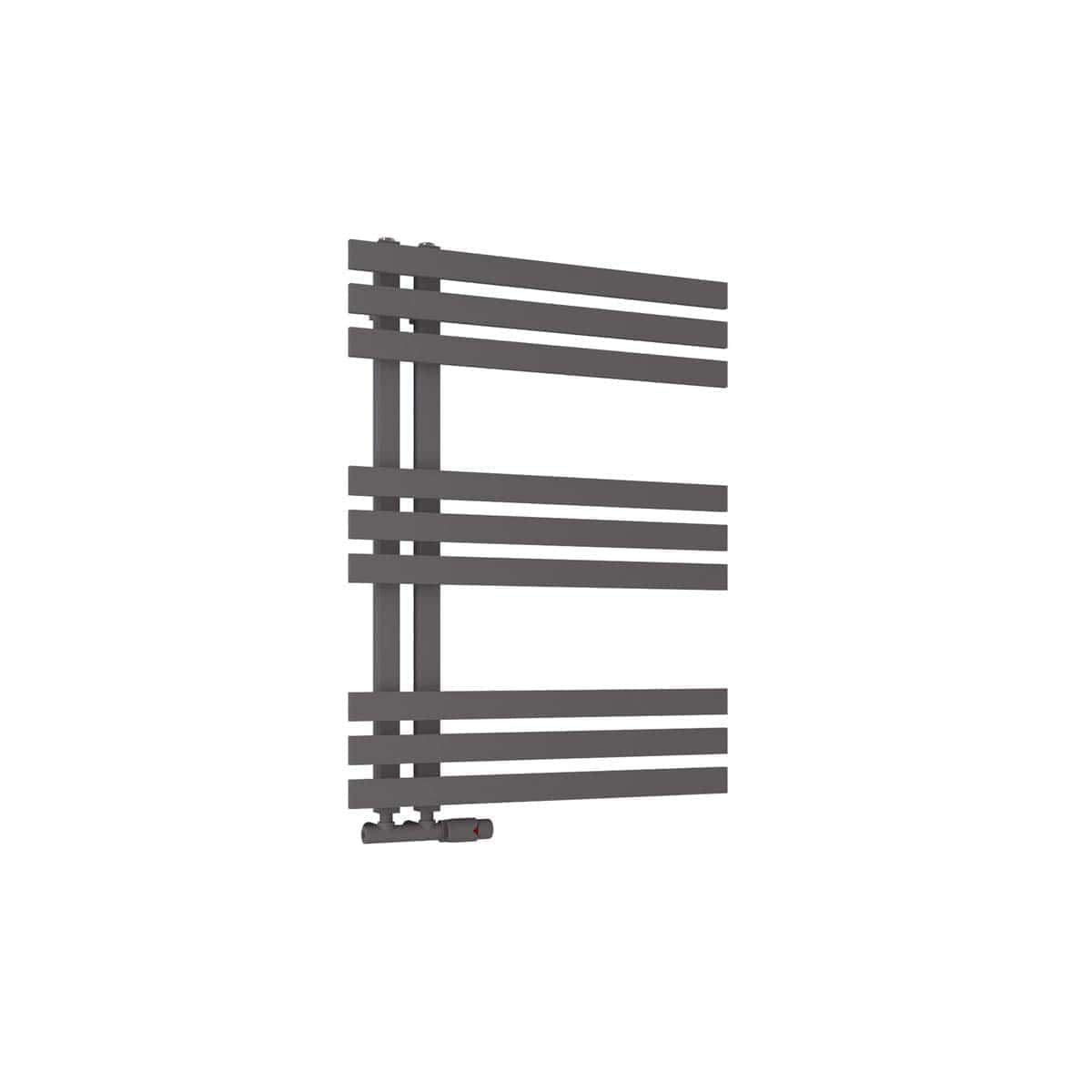 Slim flat towel radiator for modern bathrooms, featuring horizontal bars and durable metal finish, perfect for heating and drying towels efficiently.