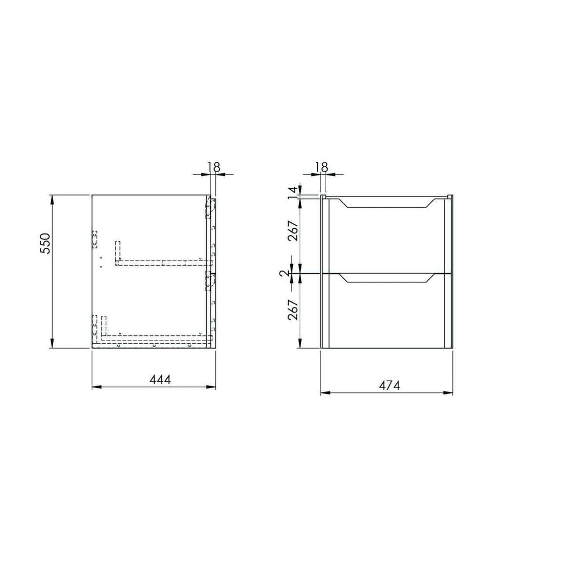 High-quality technical bathroom storage unit with detailed dimensions, designed for efficient space utilisation and modern bathroom organisation. Ideal for bathroom renovation projects.