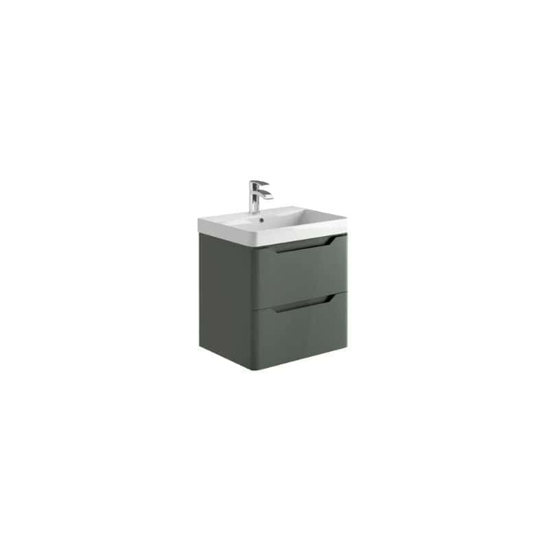 Modern grey bathroom vanity unit with integrated sink and chrome tap, ideal for contemporary bathroom bathroom décor, providing stylish storage solutions.