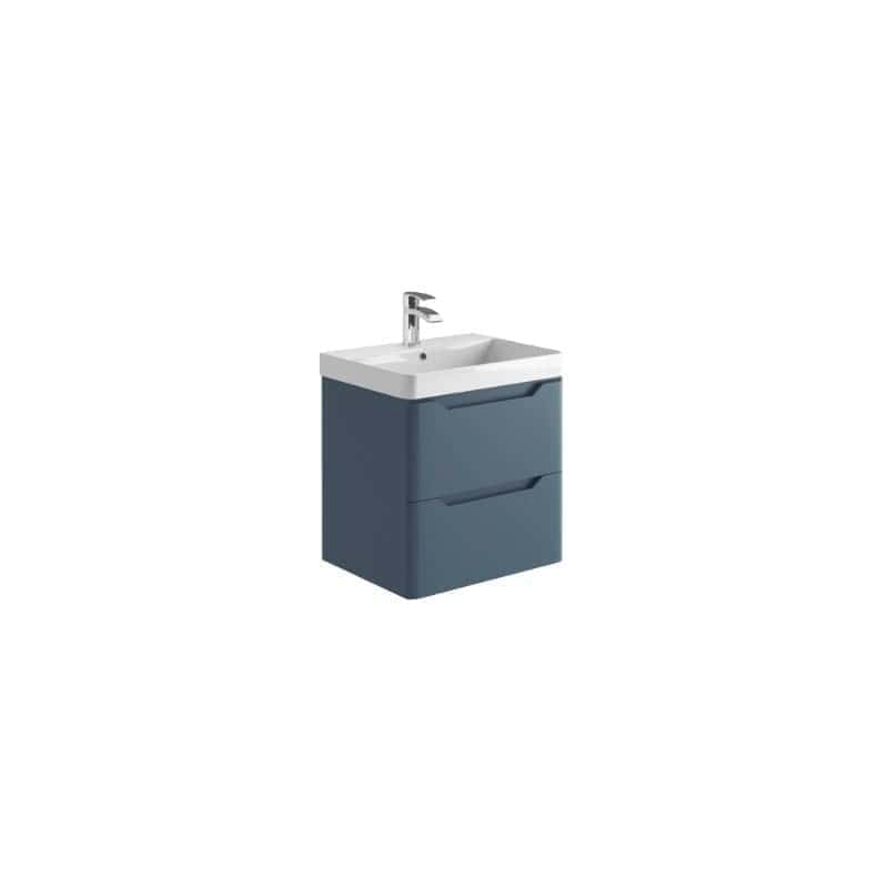 Modern blue bathroom vanity with sink and storage drawers, ideal for contemporary bathroom interior design. Durable and stylish, perfect for bathroom renovation projects.