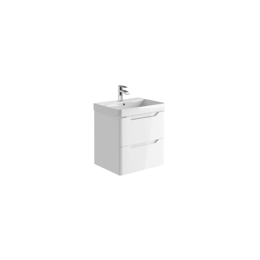 Modern white bathroom vanity with integrated sink and sleek storage drawers, perfect for contemporary bathroom designs. Enhances space efficiency and aesthetic appeal.
