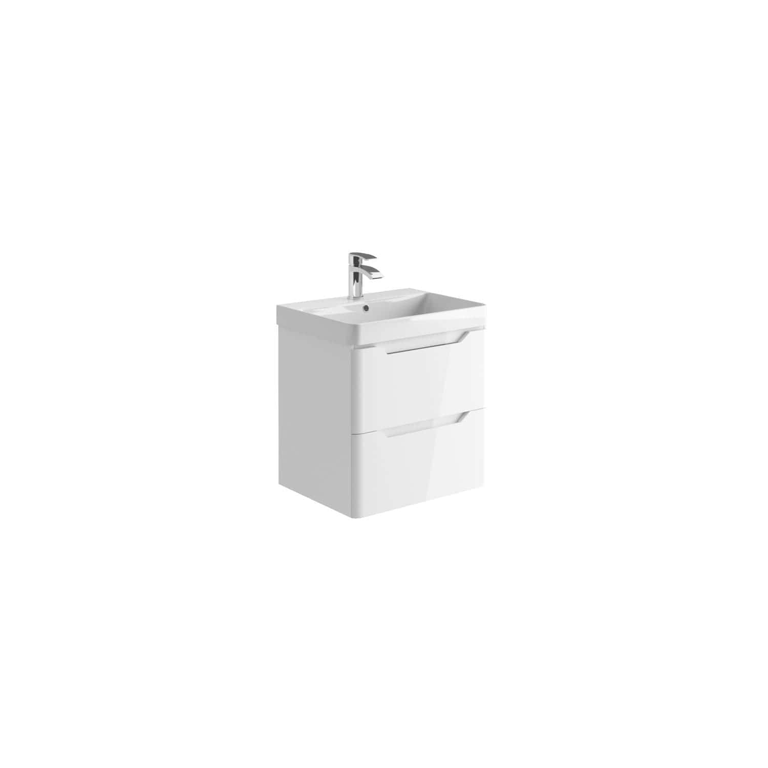 Modern white bathroom vanity with integrated sink and sleek storage drawers, perfect for contemporary bathroom designs. Enhances space efficiency and aesthetic appeal.