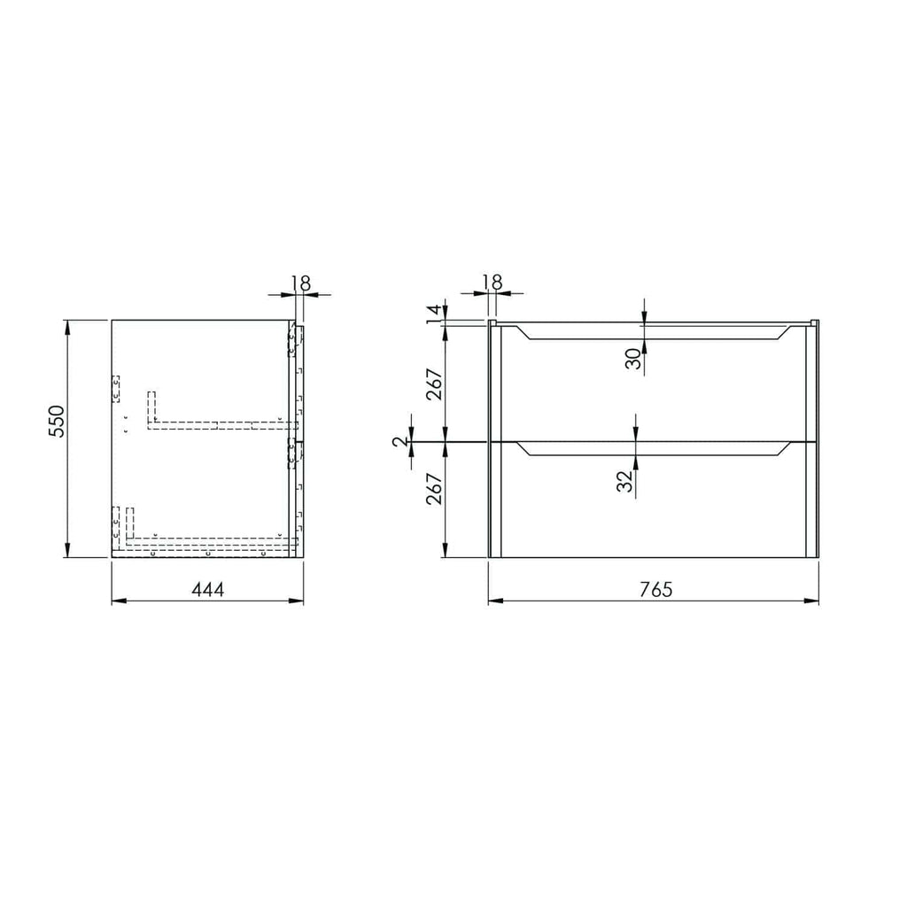 High-quality technical bathroom storage cabinet with detailed dimensions, ideal for modern bathroom organisation and installation, showcasing durable materials and sleek design.