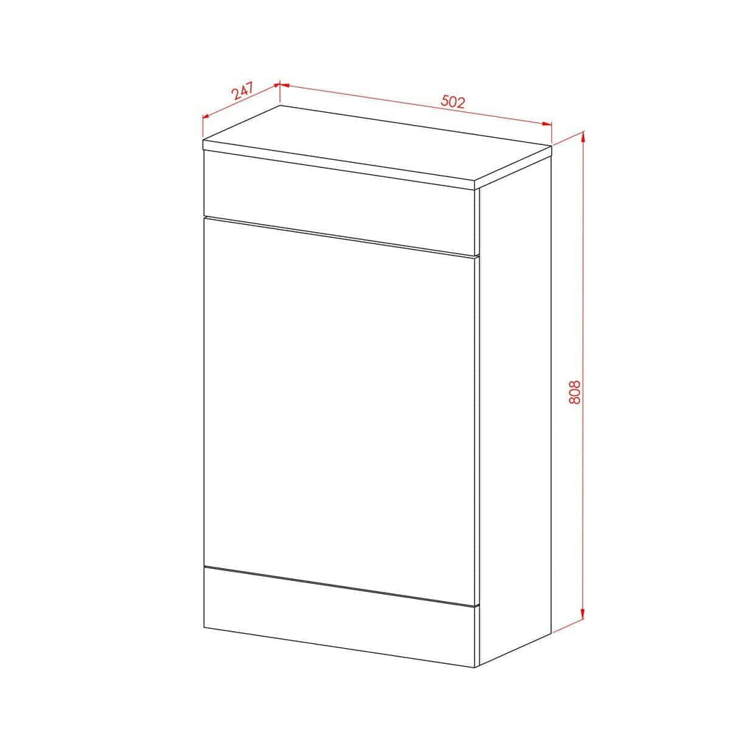 Modern bathroom vanity unit with storage drawers, ideal for contemporary bathrooms - measurement details included.