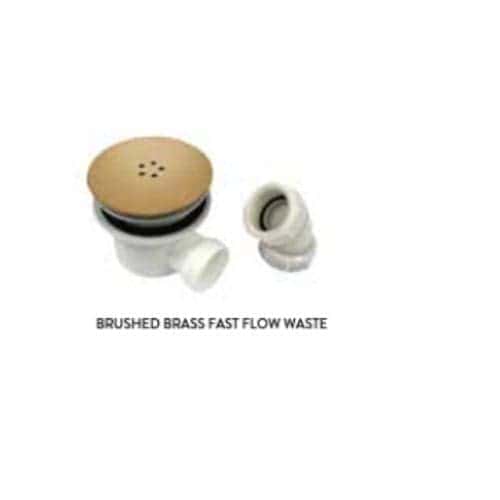 Brushed brass fast flow waste for modern bathroom sinks and basins, high-quality plumbing fixture.