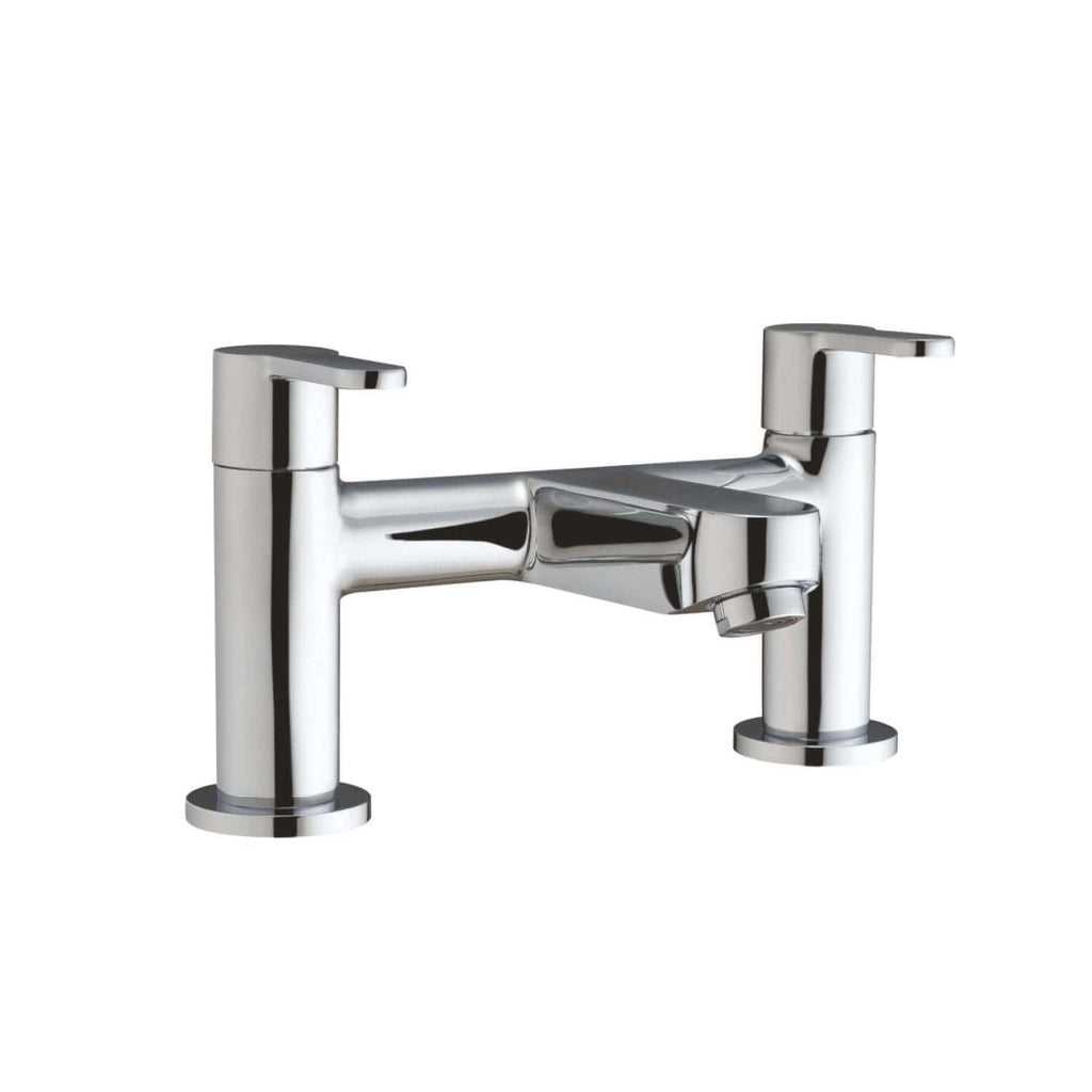 Chrome bathroom mixer tap with dual handles for modern kitchen or bathroom sink use. Durable, sleek design perfect for contemporary home interiors.