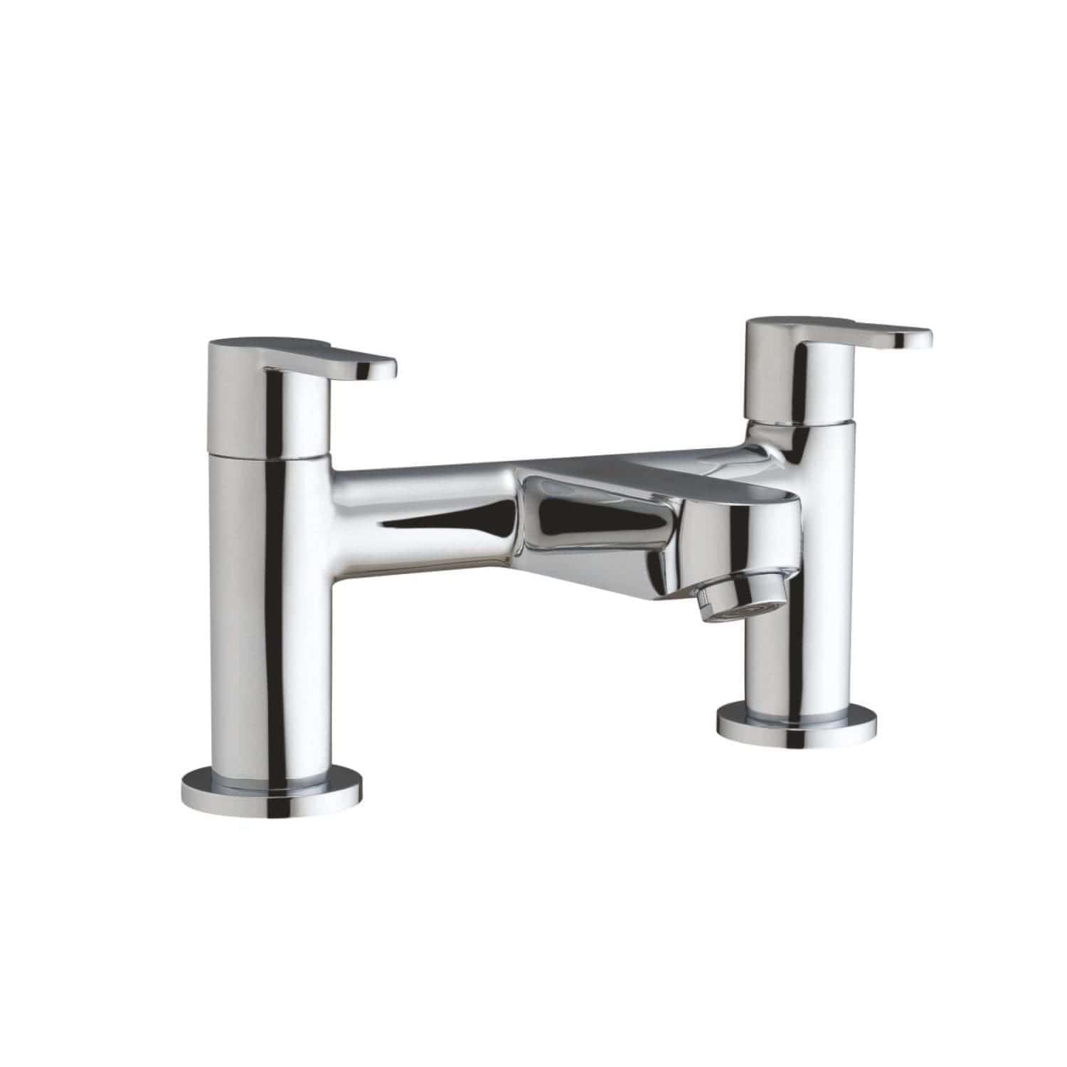 Chrome bathroom mixer tap with dual handles for modern kitchen or bathroom sink use. Durable, sleek design perfect for contemporary home interiors.