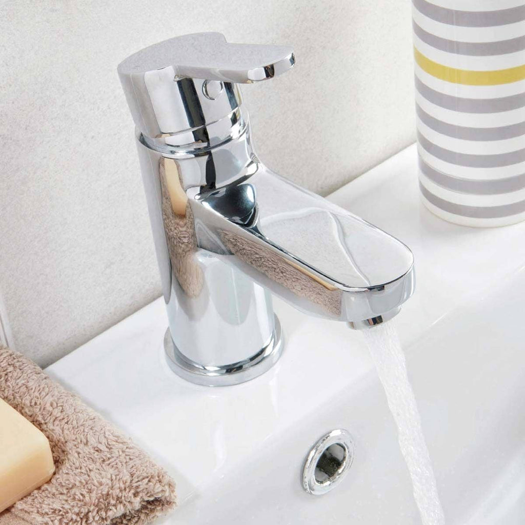 Sleek chrome bathroom tap installed in a modern bathroom setting for style and functionality.