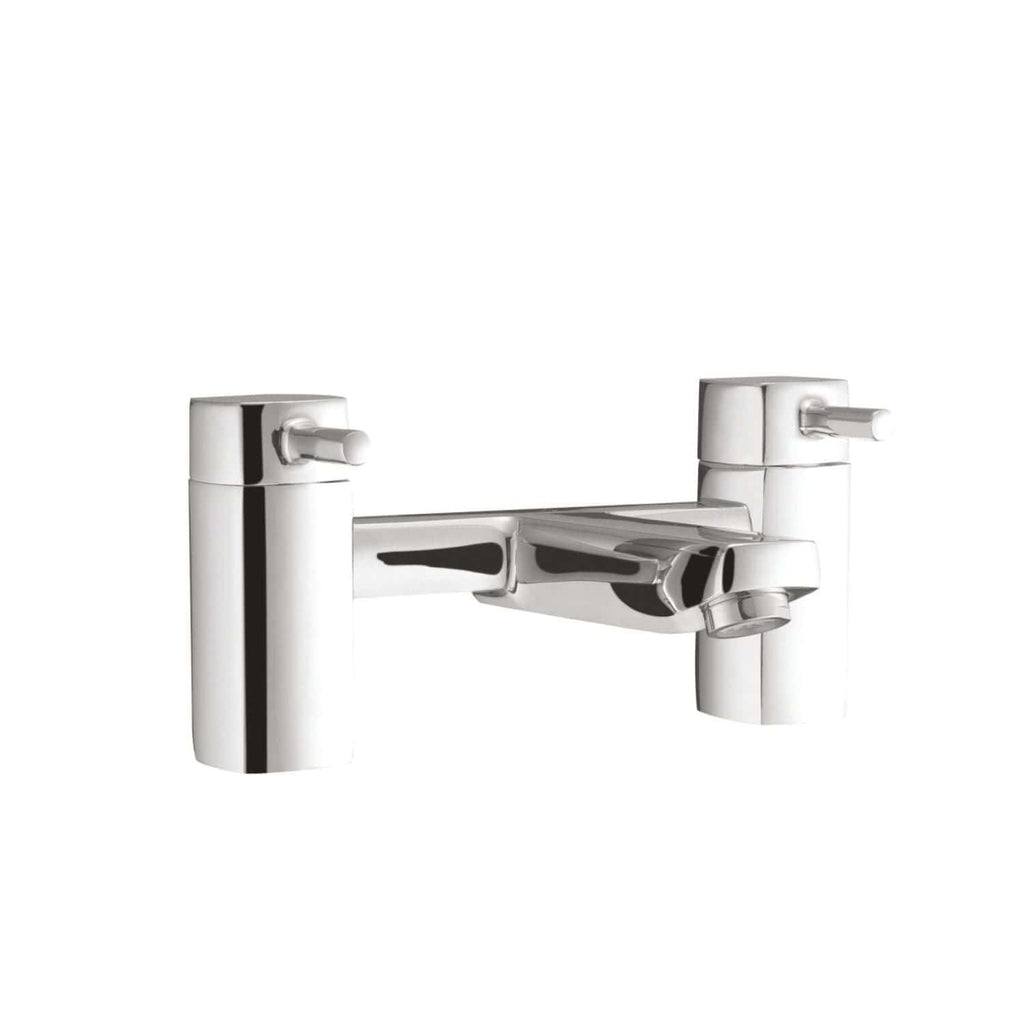 Shiny chrome kitchen sink mixer tap with dual controls, modern design, isolated on white background, suitable for contemporary bathroom or kitchen renovation.