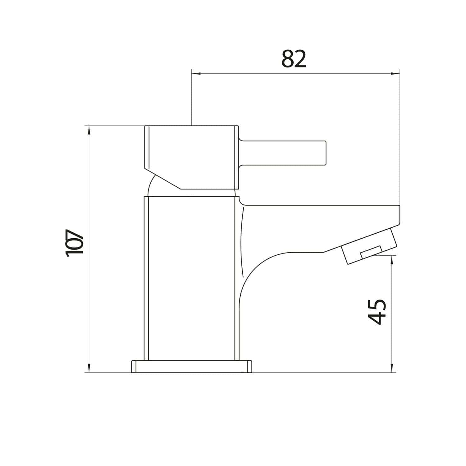Modern bathroom faucet with sleek design and precise measurements for effortless style and functionality. Ideal for contemporary bathrooms, offering durability and high performance.
