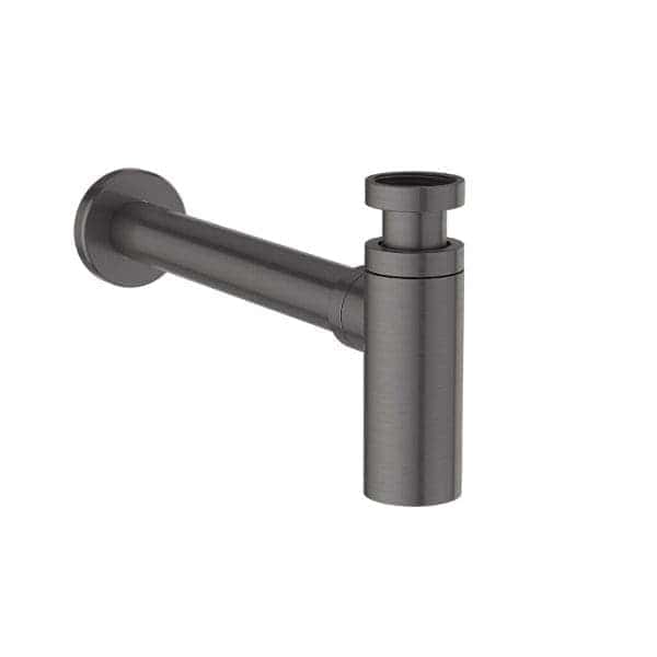 Flexible metal pipe waste trap for bathroom sink drainage, durable stainless steel material, easy to install, perfect for modern bathroom plumbing solutions.