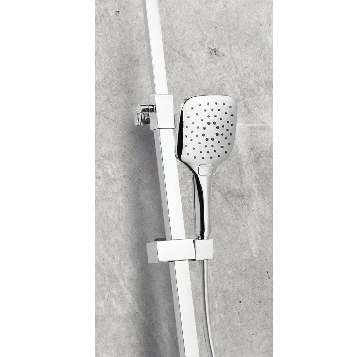 Showerhead with adjustable slide bar for modern bathrooms, featuring a sleek chrome finish and multiple spray settings for a luxurious shower experience. Perfect for contemporary bathroom upgrades.